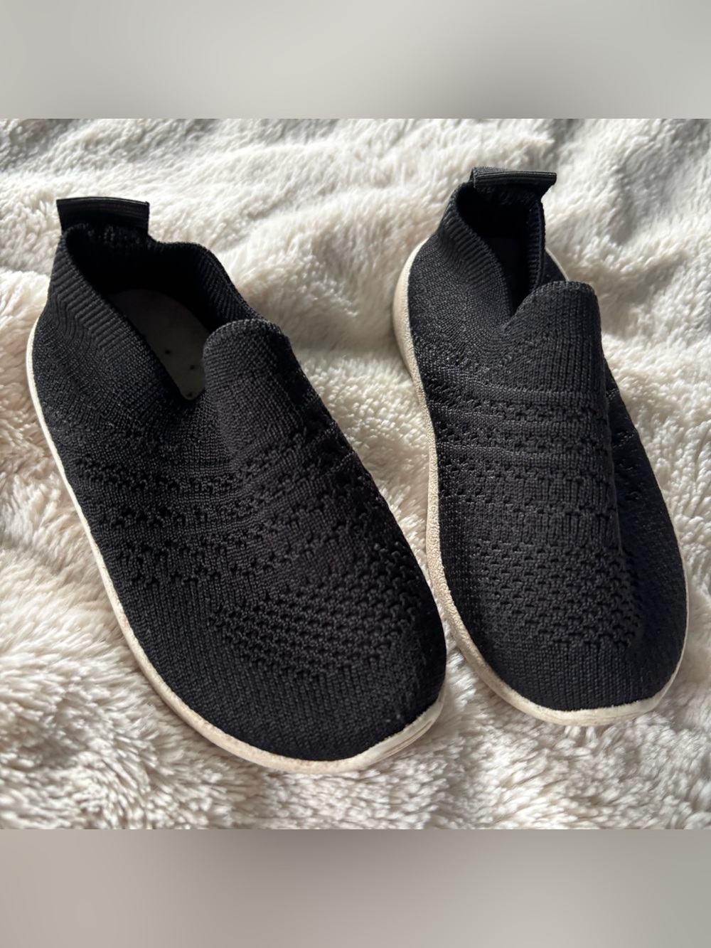 Black Knit Slip-On Sneakers